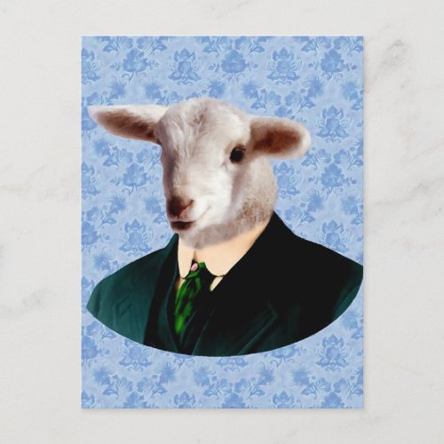 Sheep Head with Human Body Postcard