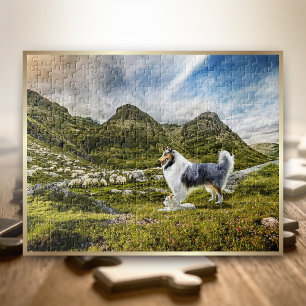 Sheep Herding Blue Merle Rough Collie - Jigsaw Puzzle