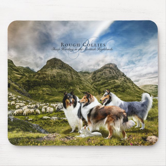 Sheep Herding Rough Collies - Personalized Mouse Pad (Front)