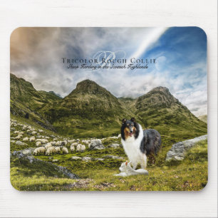 Sheep Herding Tricolor Rough Collie - Personalized Mouse Pad