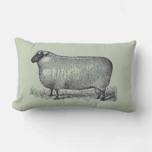 Sheep Illustration Farmhouse Style Home Decor Lumbar Pillow