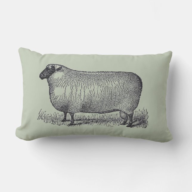 Sheep Illustration Farmhouse Style Home Decor Lumbar Pillow (Front)