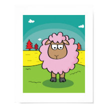 Sheep Illustration - Kids Farm Animal Art Poster