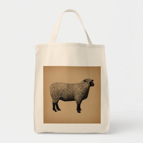 Sheep Illustration Vintage Art Tote Bag