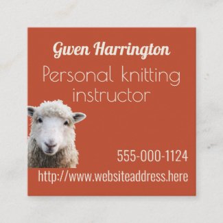 Sheep Image Knitting Teacher Square Business Card