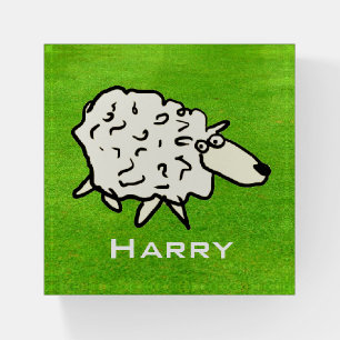 Sheep in a Field. Personalise. Paperweight