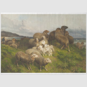 Sheep in a Meadow (by August Friedrich Schenck) Tissue Paper