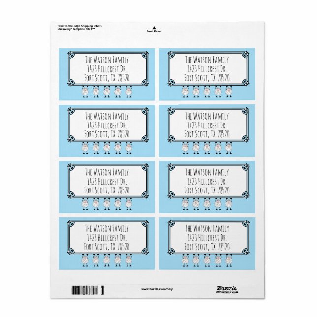 SHEEP IN A ROW Address  Label (Full Sheet)