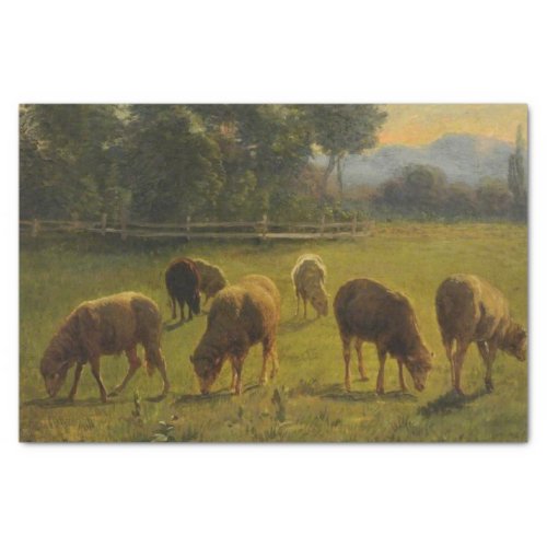 Sheep in a Rural Landscape French Farm Tissue Paper