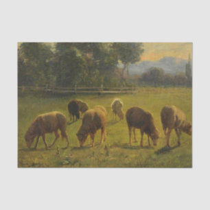 Sheep in a Rural Landscape (French Farm) Tissue Paper