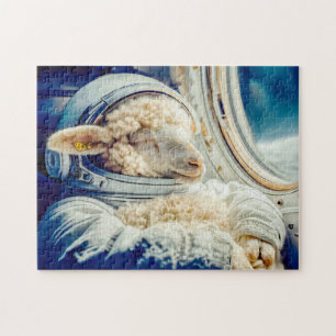 Sheep in astronaut suit floating in space jigsaw puzzle