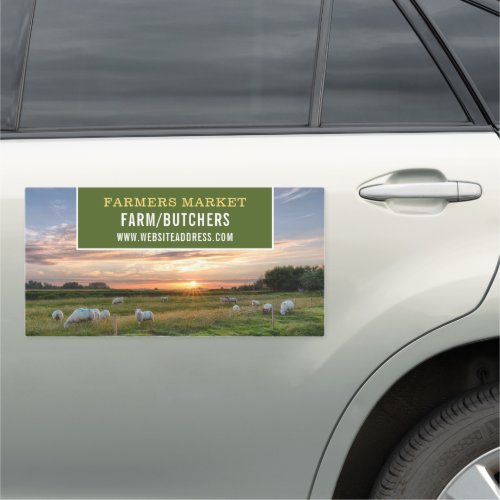 Sheep in Field Farmer  Butcher Car Magnet