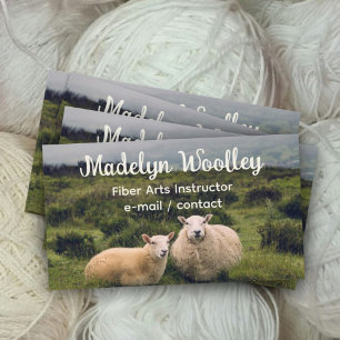 Sheep in Field Fiber Arts Wool Yarn Knitting Business Card
