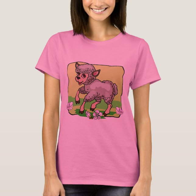 Sheep In Flowers Tee Shirt (Front)
