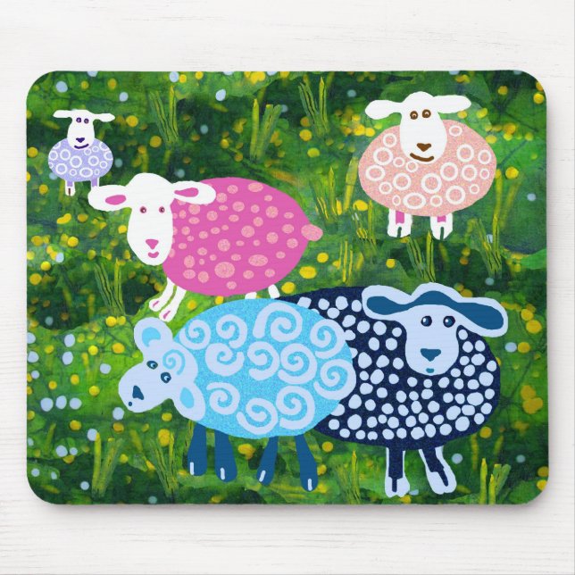 sheep in green pastures mouse pad (Front)