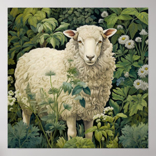 Sheep in Meadow Painting Poster