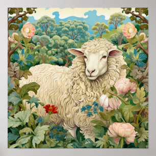Sheep in Meadow Painting Poster