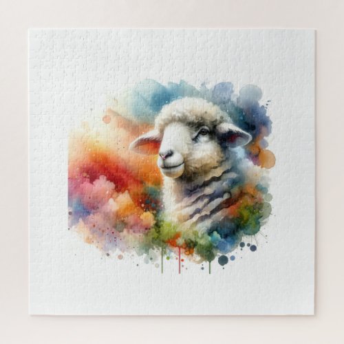 Sheep in Nature AREF1423 _ Watercolor Jigsaw Puzzle