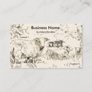 Sheep in Orchard Drawing Business Cards