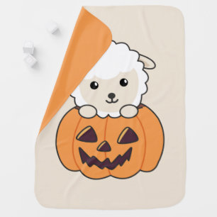 Sheep In Pumpkin Cute Sheep Happy Halloween Baby B Blanket