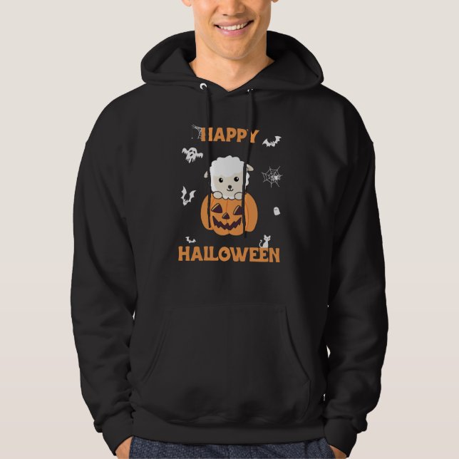 Sheep In Pumpkin Cute Sheep Happy Halloween Hoodie (Front)