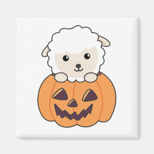 Sheep In Pumpkin Cute Sheep Happy Halloween Magnet
