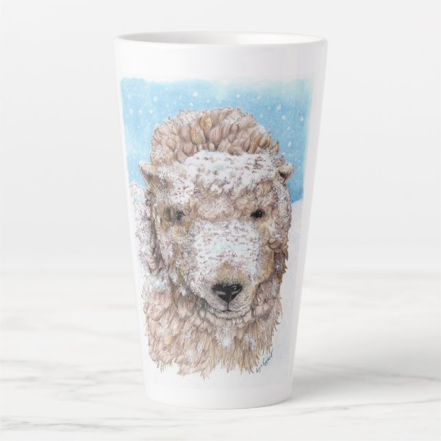 Sheep in Snow Latte Mug (Front)