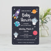 Sheep in Space Baby Shower Space Navy Galaxy Invitation (Standing Front)
