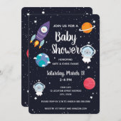 Sheep in Space Baby Shower Space Navy Galaxy Invitation (Front/Back)