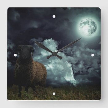 Sheep In The Dark Wall Clock by GetArtFACTORY at Zazzle