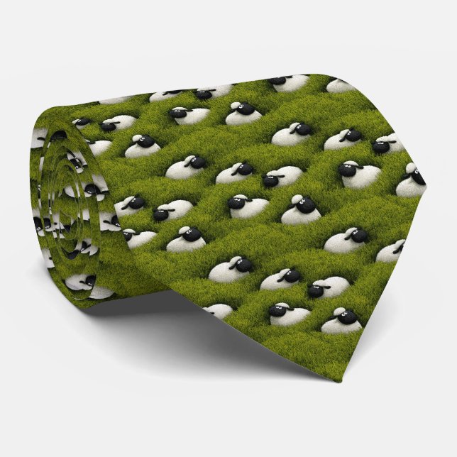 Sheep in the Field, Neck Tie (Rolled)