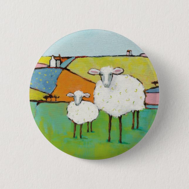 Sheep in the Meadow Pinback Button (Front)