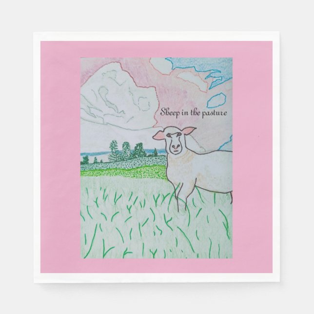 Sheep in The Pasture Napkins (Front)