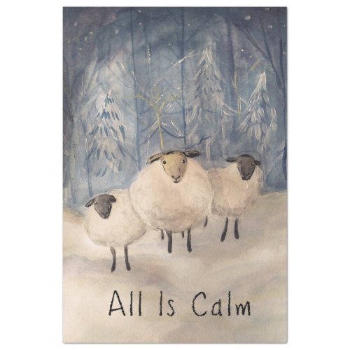 Sheep in Winter Forest Tissue Paper