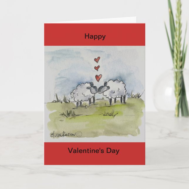 Sheep kissing holiday card (Front)