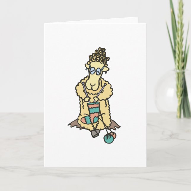 Sheep Knitting Greeting Cards (Front)