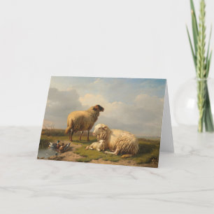 Sheep Lamb and Ducks Eugène Joseph Verboeckhoven Card