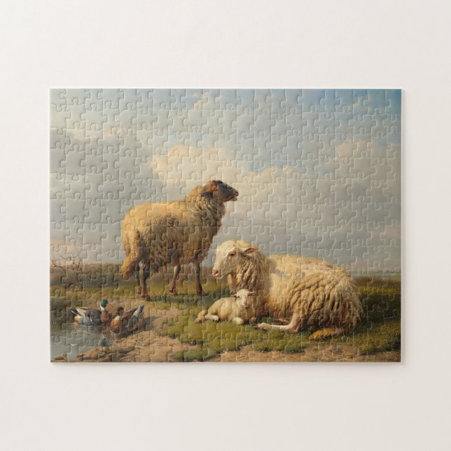 Sheep Lamb and Ducks | Eugène Joseph Verboeckhoven Jigsaw Puzzle (Horizontal)