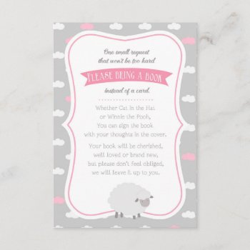 Sheep / Lamb Book Request (pink Gray) Enclosure Card by CallaChic at Zazzle