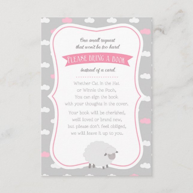 Sheep / Lamb Book Request (Pink Gray) Enclosure Card (Front)