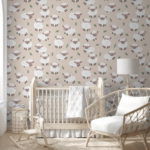 Sheep & Lamb Cute Gender Neutral Baby Nursery Wallpaper