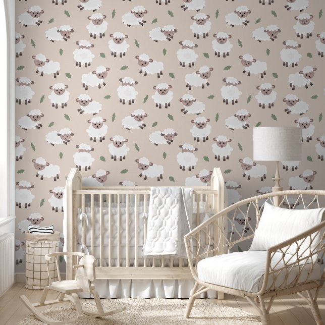 Sheep & Lamb Cute Gender Neutral Baby Nursery Wallpaper (Kids)