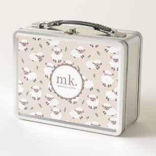 Sheep & Lamb Cute Gender Neutral Kids School Metal Lunch Box