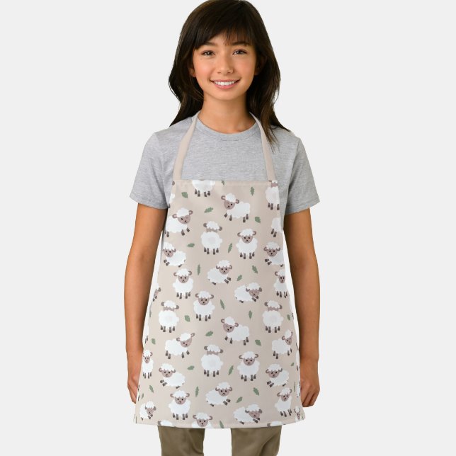 Sheep & Lamb Cute Hand Drawn Farm Animals Kids Apron (Insitu)