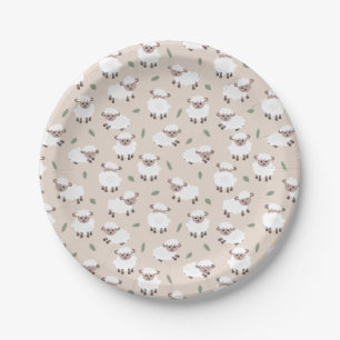 Sheep & Lamb Cute Hand Drawn Farm Animals Paper Plates