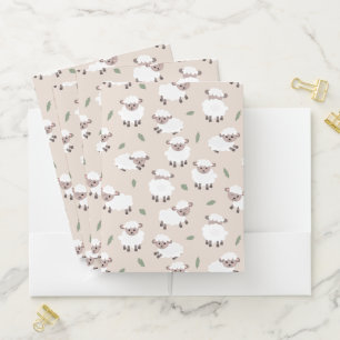 Sheep & Lamb Cute Hand Drawn Farm Animals Pocket Folder