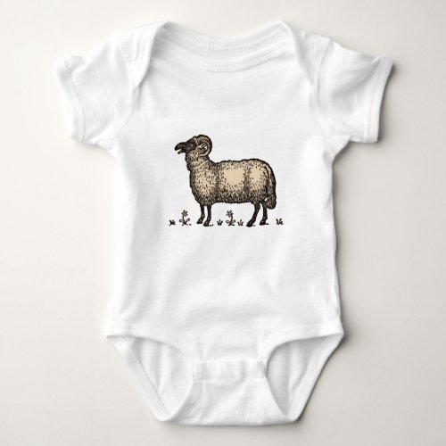 Sheep Lamb Farm Animal Vintage Baby Bodysuit