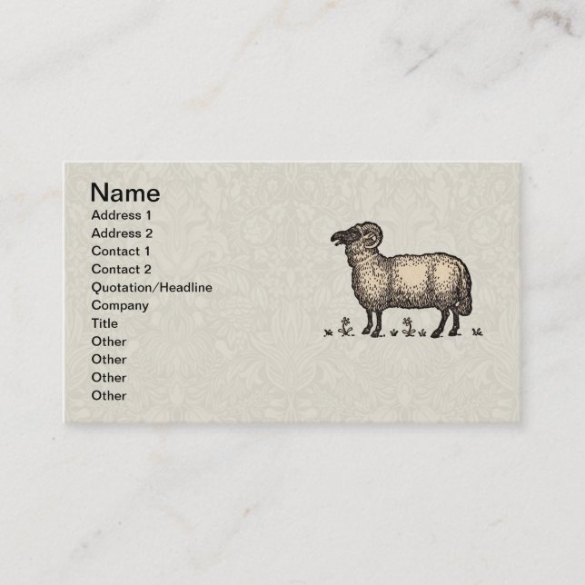 Sheep Lamb Farm Animal Vintage Business Card (Front)