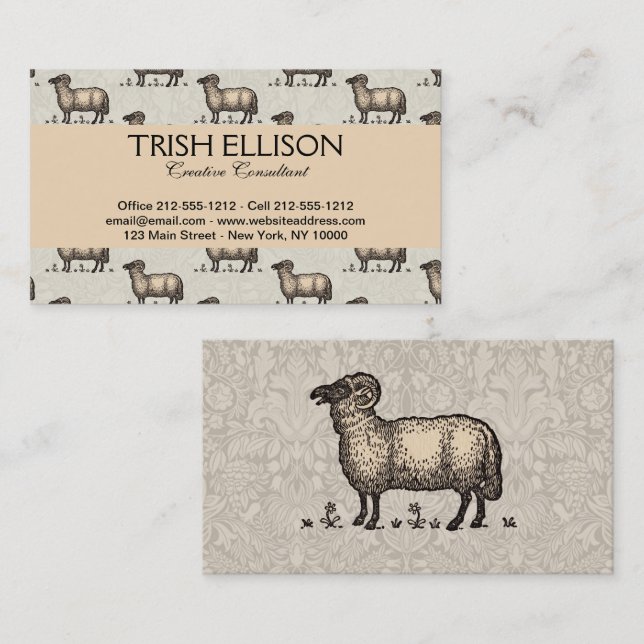 Sheep Lamb Farm Animal Vintage Business Card (Front/Back)