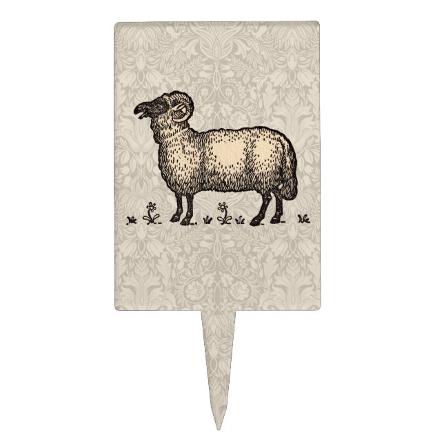 Sheep Lamb Farm Animal Vintage Cake Topper (Front)